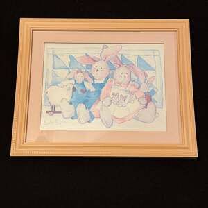 Barbara Mock Framed Bunny Rabbit Family Art Print